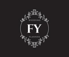 coleção de logotipos de monograma de casamento de letras iniciais fy, modelos modernos minimalistas e florais desenhados à mão para cartões de convite, salve a data, identidade elegante para restaurante, boutique, café em vetor