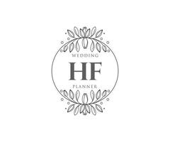 hf letras iniciais coleção de logotipos de monograma de casamento, modelos modernos minimalistas e florais desenhados à mão para cartões de convite, salve a data, identidade elegante para restaurante, boutique, café em vetor