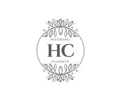 coleção de logotipos de monograma de casamento de letras iniciais hc, modelos modernos minimalistas e florais desenhados à mão para cartões de convite, salve a data, identidade elegante para restaurante, boutique, café em vetor