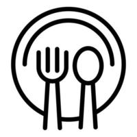 ícone de comida de talheres, estilo de estrutura de tópicos vetor