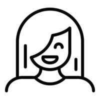 ícone sorridente de mulher, estilo de estrutura de tópicos vetor
