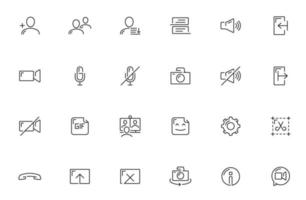 ícones de videochamada, interface de chamada de vídeo em conferência vetor