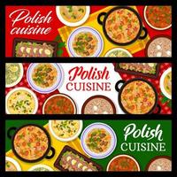 menu de comida polonesa, bandeira do restaurante de cozinha da polônia vetor