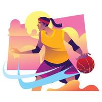 jogador profissional de basquete feminino vetor