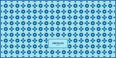 belo padrão de batik simétrico com cores azuis dominantes vetor