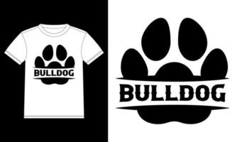 modelo de design de camiseta bulldog pata, adesivo de janela de carro, vagem, capa, fundo preto isolado vetor