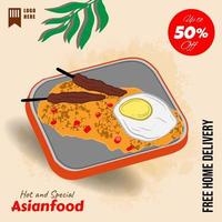 ilustração de comida asiática de design plano desenhada à mão vetor