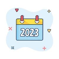 calendário ano novo 2023 em ilustração de estilo cômico vetor