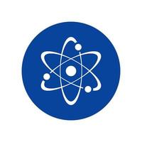 vetor de ícone de átomo de ciência isolado no fundo do círculo