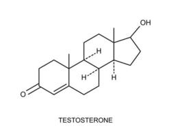 ícone de testosterona. estrutura molecular química. sinal de hormônio sexual esteróide vetor