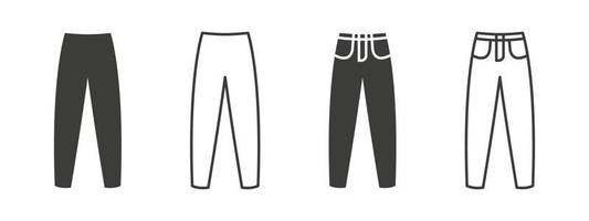 ícones de calças. jeans ou calças masculinas assinam ícones. símbolo de roupa. ilustração vetorial vetor