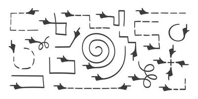 Setas; flechas. conjunto de vetores de seta desenhada de mão. dedo indicador em vez de uma flecha. setas de conceito. ilustração vetorial