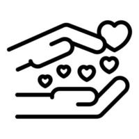 ícone de caridade de mãos, estilo de estrutura de tópicos vetor