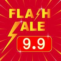 Modelo de plano de fundo de marketing de mídia social de venda instantânea 9.9. cartaz de compras de venda instantânea ou banner com ícone de flash e texto 9,9 em fundo vermelho. campanha ou promoção de venda em flash de oferta especial. vetor. vetor