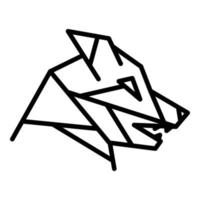 ícone do lobo da fauna, estilo de estrutura de tópicos vetor