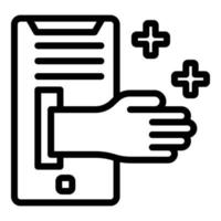 ícone de medicina de mão on-line, estilo de estrutura de tópicos vetor