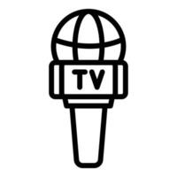 ícone de microfone de reportagem de tv, estilo de estrutura de tópicos vetor
