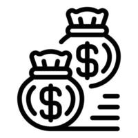 ícone de sacos de dólar, estilo de estrutura de tópicos vetor