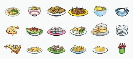 ilustrações de conjunto de vetores de comida, frutas e legumes