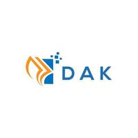 dak design de logotipo de contabilidade de reparo de crédito em fundo branco. dak iniciais criativas conceito de logotipo de carta de gráfico de crescimento. dak design de logotipo de finanças de negócios. vetor
