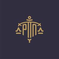 logotipo monograma pn para escritório de advocacia com escala geométrica e estilo de espada vetor