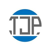 design de logotipo de carta tjp em fundo branco. conceito de logotipo de círculo de iniciais criativas tjp. design de letras tjp. vetor