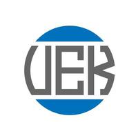 design de logotipo de carta uek em fundo branco. conceito de logotipo de círculo de iniciais criativas uek. design de letras uek. vetor