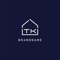 letra inicial tk telhado idéias de design de logotipo imobiliário vetor