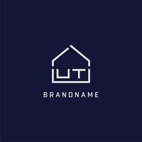 letra inicial ut idéias de design de logotipo imobiliário de telhado vetor