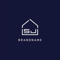 letra inicial sj telhado idéias de design de logotipo imobiliário vetor