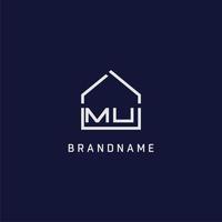 letra inicial mu telhado idéias de design de logotipo imobiliário vetor