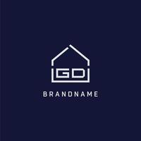 letra inicial gd telhado idéias de design de logotipo imobiliário vetor