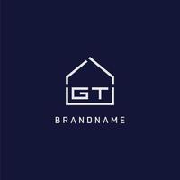 letra inicial gt telhado idéias de design de logotipo imobiliário vetor