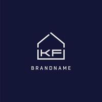 letra inicial kf telhado idéias de design de logotipo imobiliário vetor