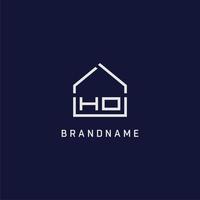 letra inicial ho telhado idéias de design de logotipo imobiliário vetor