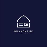 letra inicial cg telhado idéias de design de logotipo imobiliário vetor