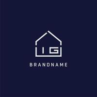 letra inicial ig telhado idéias de design de logotipo imobiliário vetor