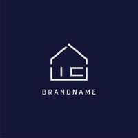 letras iniciais ic telhado idéias de design de logotipo imobiliário vetor