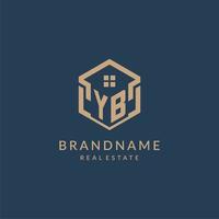 letra inicial yb design de logotipo de ícone de forma de telhado de casa hexagonal vetor