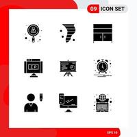 9 ícones criativos sinais modernos e símbolos de localização de apresentação wind ip interior elementos de design de vetores editáveis