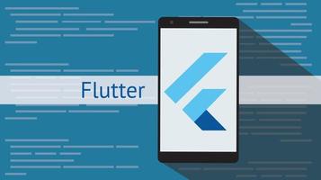 linguagem de programação flutter com ilustração vetorial de sombra plana e longa vetor