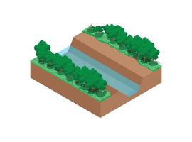 Ilustração 3D isométrica da água da floresta tropical, ilustração vetorial isométrica adequada para diagramas, infográficos e outros ativos gráficos vetor