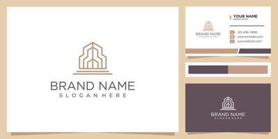 inspiração de design de logotipo de casa moderna com cartão de visita vetor