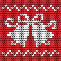 feliz ano novo tricô feliz sino de natal em design de vetor digital de fundo vermelho para borda de decoração de suéter de impressão