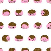 padrão perfeito com ilustração vetorial de personagens sakura mochi vetor