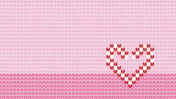 borda de padrão de fundo de coração de tricô em fundo rosa, borda de padrão étnico de tricô feliz natal e feliz inverno dias vetor poste