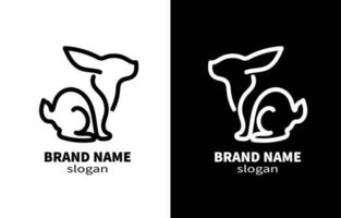 design de logotipo de coelho de arte de linha de coelho vetor