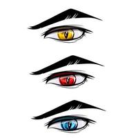 olho humano verde com pupila estreita no estilo mangá e anime. 15619099  Vetor no Vecteezy