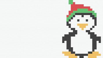 fronteira de pinguim de padrão sem costura de tricô no fundo branco, fronteira de padrão étnico de lâmpada de tricô feliz natal e feliz inverno cartaz de vetor