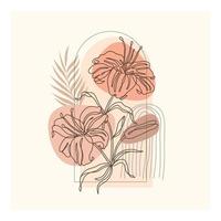 ilustrações minimalistas abstratas desenhadas à mão fundo boho imprimível, design de vetor floral padrão boho moderno para papel de parede, capa, tecido, decoração de interiores isolada e editável